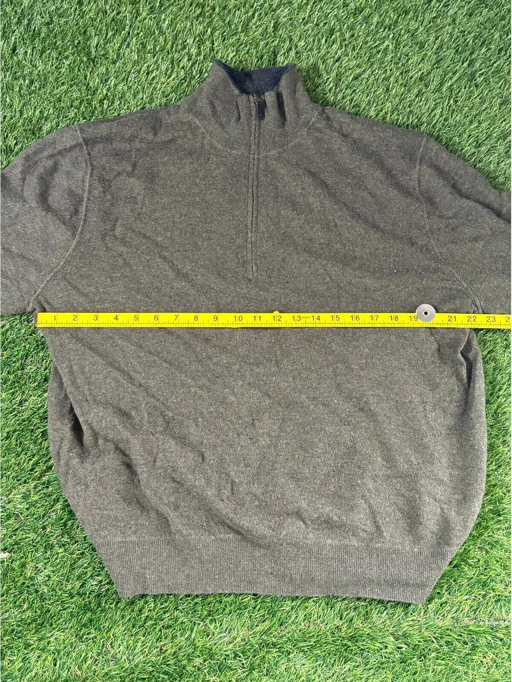 Vintage Polo Ralph Lauren Quarter Zip Sweater Gray 100% Lambs Wool Mens Size XL